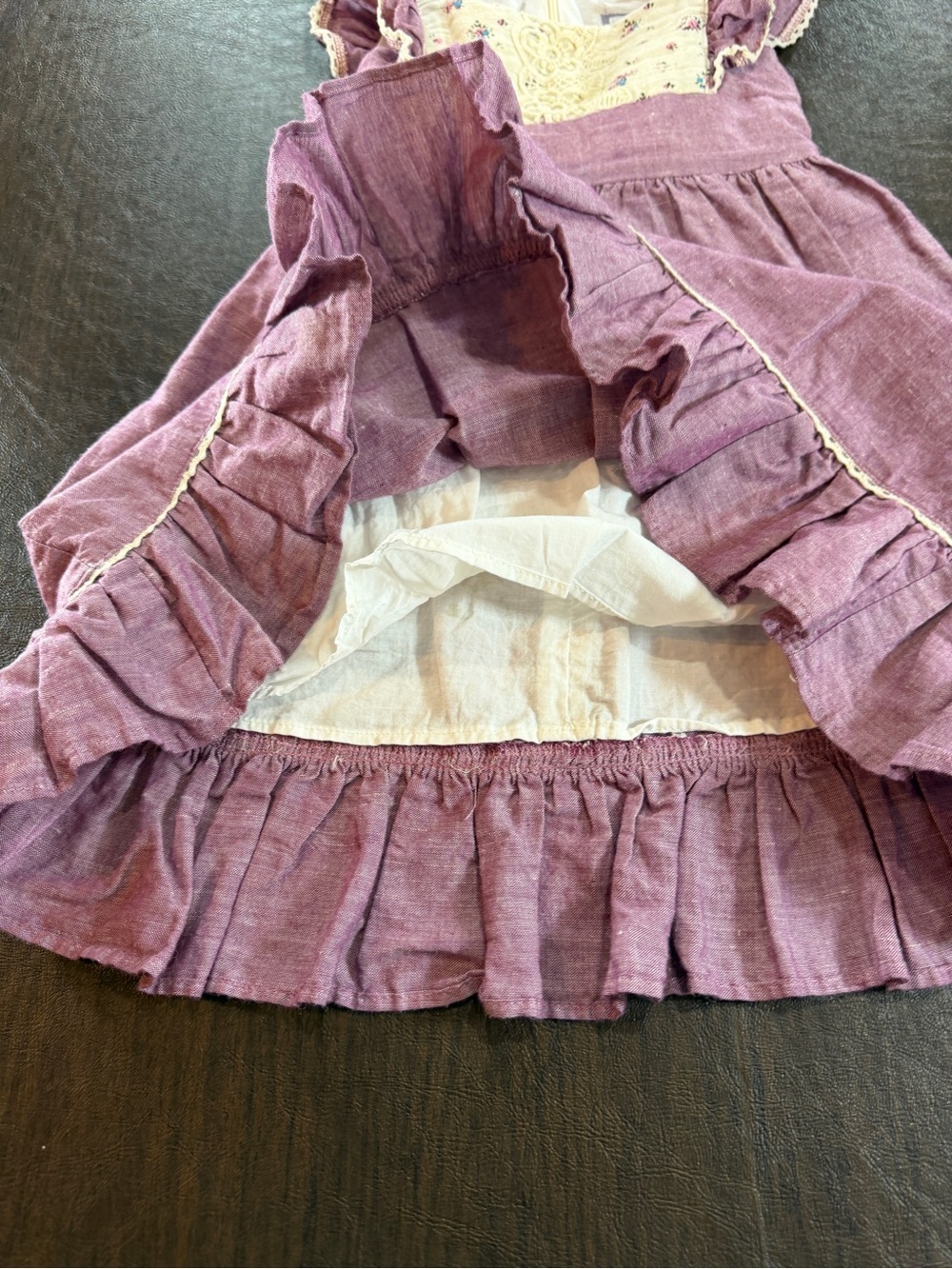 Ele Story Girls' Purple Ruffle-Lace Linen Flutter Dress Sz 2-3T - Picture 4 of 7